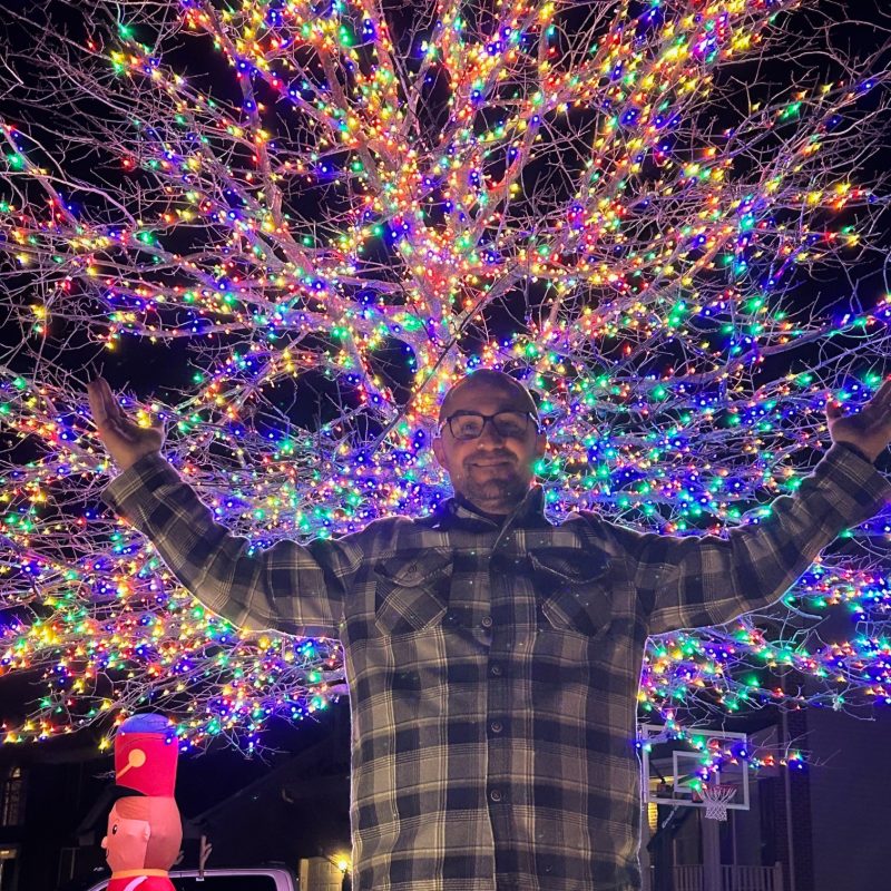 Ryan with Christmas Lights